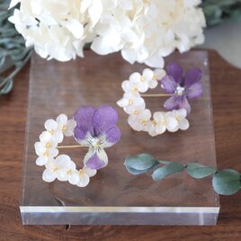 ビオラとアジサイのリースブローチ （2カラー） #1299