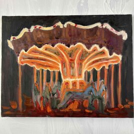 油彩画 「夜のメリーゴーランド7」｜アート 絵画 原画 32×41cm F6 キャンバス