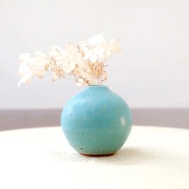 赤陶土とトルコ青釉の一輪挿し