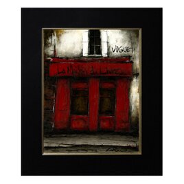 風景画　パリ　油絵「裏通りの本屋」