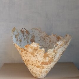 ペーパーマシェボウル・パキラの枯れ葉と再生パルプのコピー