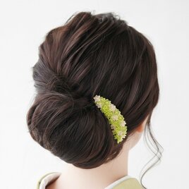 ヘアコーム 「 もえぎ 」 つまみ細工 萌木色 普段使い 花 着物 着物用髪飾り かんざし 簪 和装 和風 お花見