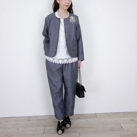 【洗える】【即納】ファンシークロス コットンリネン・ドロップジャケット（セットアップ可）｜卒園・卒業式・入学式・結婚式・