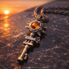 【魔法の鍵シリーズ】トシッタさんのスリランカ産ヘソナイトガーネット　魔法の鍵ペンダント（チェーン付き）【夕焼けの鍵】