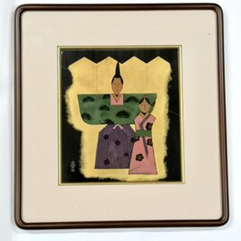 漆色紙額「おひなさま」