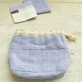 天日干しリネンの巾着+コースター