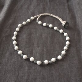 【MI様専用】White＆Gray Necklace（ホワイトジェード×グレージェダイト）