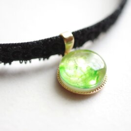 【受注製作】レジンアート　ラウンドモチーフとタティングレースとベルベットリボンのチョーカー〈トロイメライ〉
