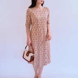 【受注制作】アーミッシュ風シンプルワンピース◇リバティプリント・クラシック（レッド）*やや薄手*