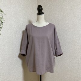 コットンリネンカフスドルマンプルオーバー　グレイッシュピンク