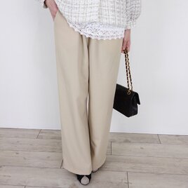 美シルエット ジョーゼットワイドパンツ キュプラ総裏仕上げ（入学式・結婚式・春のお出かけ・ランチ・食事会・美術館）