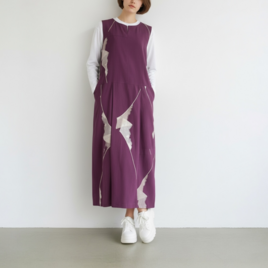 タックスカート　ワンピース【送料込み】着物リメイク　パープル