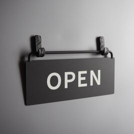 【鍛造アイアン】OPEN/CLOSED 両面プレート・オープン/クローズのサイン（フック式）｜玄関・店舗入口 店舗用