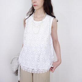 薔薇総レースのノースリーブブラウス・キャミ（卒業式・入学式・結婚式・ジャケットインナー）