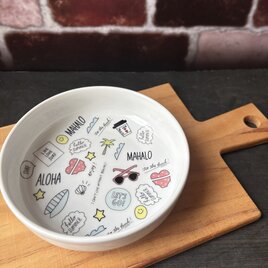 アロハ　ペットフードボウル　ペット食器　浅鉢