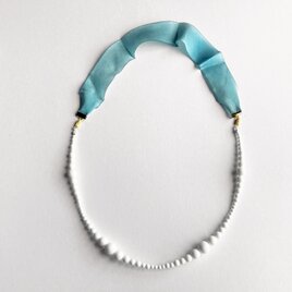 【2way】マットなパールとシルクリボンのネックレス