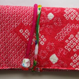 ８６１９　絞りの羽織で作った和風財布・ポーチ　