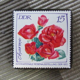 ドイツ　薔薇切手ブローチ10761