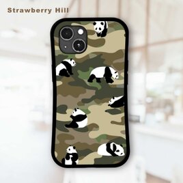 パンダ  迷彩　耐衝撃 グリップケース iPhoneケース