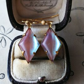 サフィレット　ダイヤ型（約21×12㎜）　14Kgfスターダストボールピアス