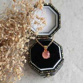 【ペルー産インカローズ】うる艶ピンクのラウンドネックレス｜一粒ジュエリー・金属アレルギー対応