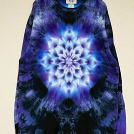 タイダイ 長袖 Tシャツ XLサイズ 曼荼羅 パープル×ブルー×ブラック HIPPIES DYE新作　 HD25-42