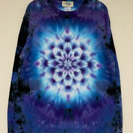 タイダイ 長袖 Tシャツ Mサイズ 曼荼羅 パープル×ブルー×ブラック HD25-43