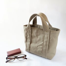 ヴィンテージ帆布の蓋付きトート/Ｓ◇グレーベージュ