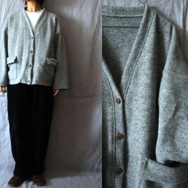 【完成品】霜降りグレー/圧縮ウールニット　お気軽Vネックカーデ