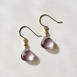 【総K18製】ピンクアメジストの一粒ピアス