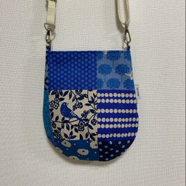 【受注制作】しずく型ポシェット　パッチワーク　ブルー