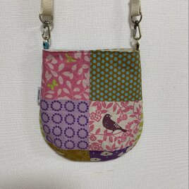【受注制作】しずく型ポシェット　パッチワーク　スモーキーピンク