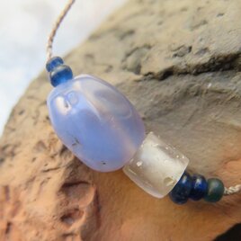 アンティーク　緒　古代ブルーレース　＆　出土ロシアンブルー　＋　インドパシフィックビーズ　ネックレ　千世 chitose