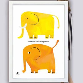 ゾウさんの色比べ　象　送料無料 　どうせなら楽しいポスター　イラスト　アートポスター　アート/sei検索新着順　2746