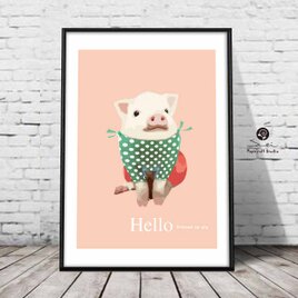 おめかししたブタ　送料無料 　どうせなら楽しいポスター　イラスト　ポスター　アートポスター　アート/sei検索新着順　759