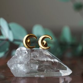 小さな三日月のスタッドピアス★サージカルステンレス・ゴールド/シルバー有　～小さな月