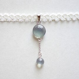 【受注製作】レジンアート　ラウンドモチーフとタティングレースとサテンリボンのチョーカー〈優しい影を残して〉