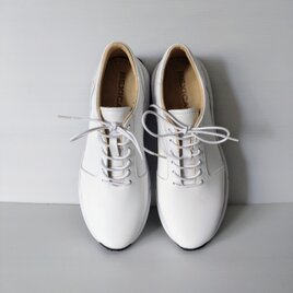 ◇26新作◇本革スニーカー◇無料サイズ調整◇ホワイト◇厚底4cmソール◇外反母趾◇無料色変更◇