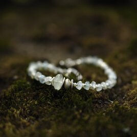 -Libyan glass- "moonstone・pearl・silver" bracelet