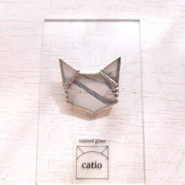 Whisker brooch/ marble White