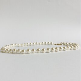 ガラスパールオールノットネックレス/8mm約45cm/クリーム/R/made in japan