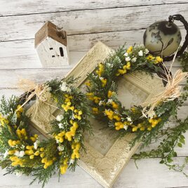 ミモザリース 春色新作2026 リース  玄関　インテリア雑貨　ミモザ　アーティフィッシャルフラワー