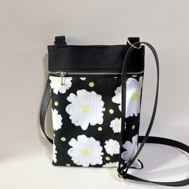 【長財布・ボトルが入る】8号帆布×レトロ花柄の縦長サコッシュ／ショルダーバッグ