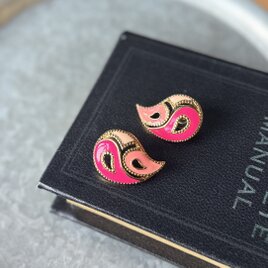 PA474-【 AVON 】エイボン・ヴィンテージピアス 1992 "Kaleidoscope" Pink Paisley