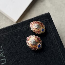 Y1168-ヴィンテージイヤリング・U.S.A. 1970s Gold Tone Cloisonne Peacock