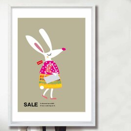 値札が付いてるよ〜　うさぎ　送料無料 　どうせなら楽しいポスター　ポスター　アートポスター　アート/sei検索新着順　2023