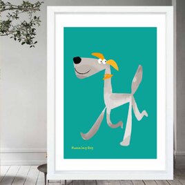 Running dog　犬　送料無料 　どうせなら楽しいポスター　イラスト　アートポスター　アート/sei検索新着順　2399