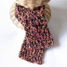 【送料無料】お顔映りが華やかになる鮮やかカラーのミニマフラー　コットン　ウール