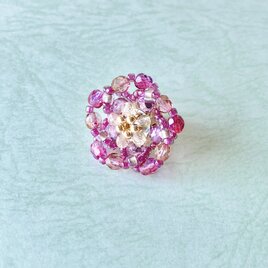 小さないちりん　桜のビーズブローチ　- 絢爛 -