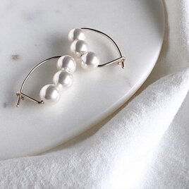 14kgf　Pearl Trio  marquise small　キャッチレス　マーキスピアス　クリスタルパール